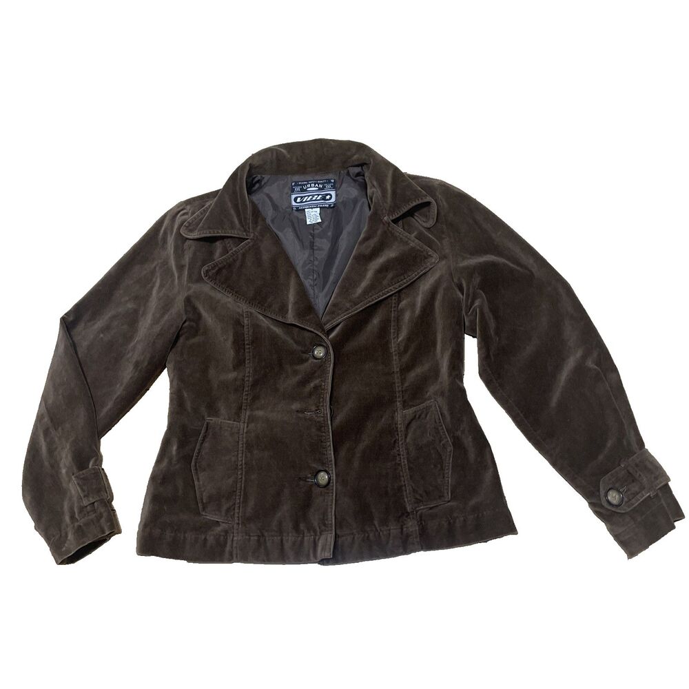 Urban Vibe Brown Suede Cotton Jacket Women S Velvet 3 Button 90s Lined Blazer